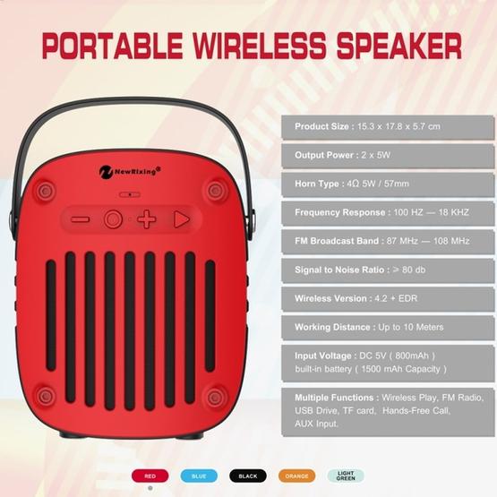 NewRixing NR-4014 Outdoor Portable Hand-held Bluetooth Speaker Black