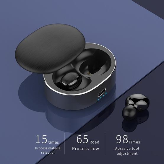 B20 Mini Portable In-ear Noise Reduction Bluetooth V5.0 Stereo Earphone with 360 Degrees Rotation Charging Box (Black)