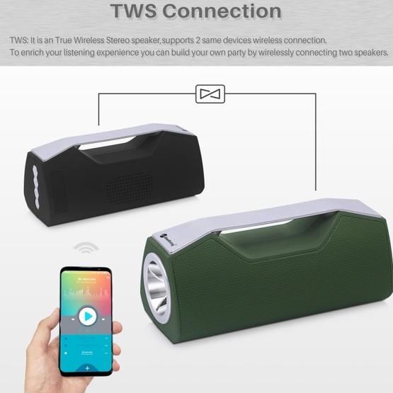 NewRixing NR-2028 Portable Lighting Wireless Bluetooth Stereo Speaker Grey